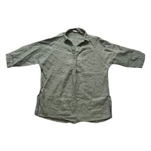 Katies 100% Linen Olive Green Tunic Top Size 14 Lagenlook Coastal Beach Minimal